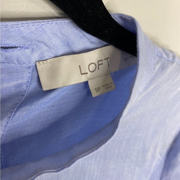 Loft Embroidered Cotton Short Sleeve Shirt Blue Small Boho - Picture 5 of 7